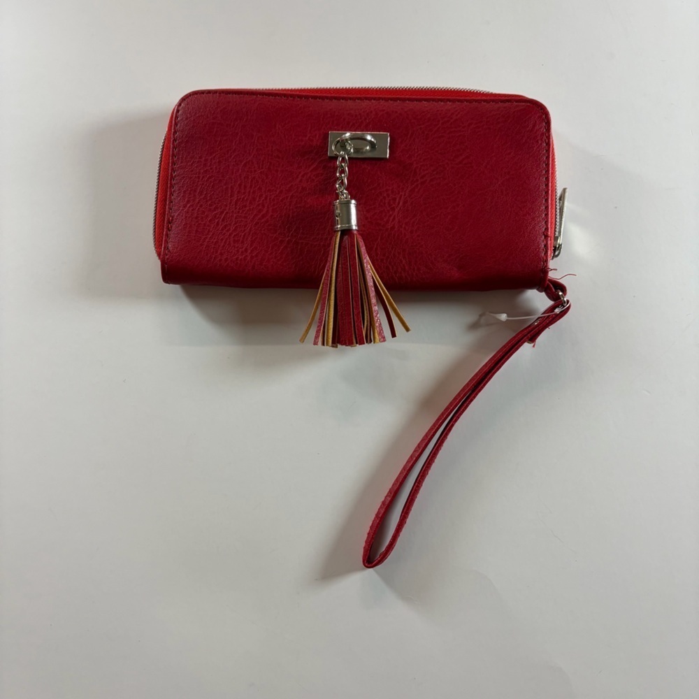 Red Zip-Around Wristlet Wallet w/ Tassel – Wrist Strap
